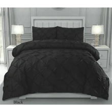 PINTUCK PLEATED DUVET QUILT COVER SET SINGLE DOUBLE SUPER KING SIZE BEDDING Soft Washable Sets - Duck egg - View 5