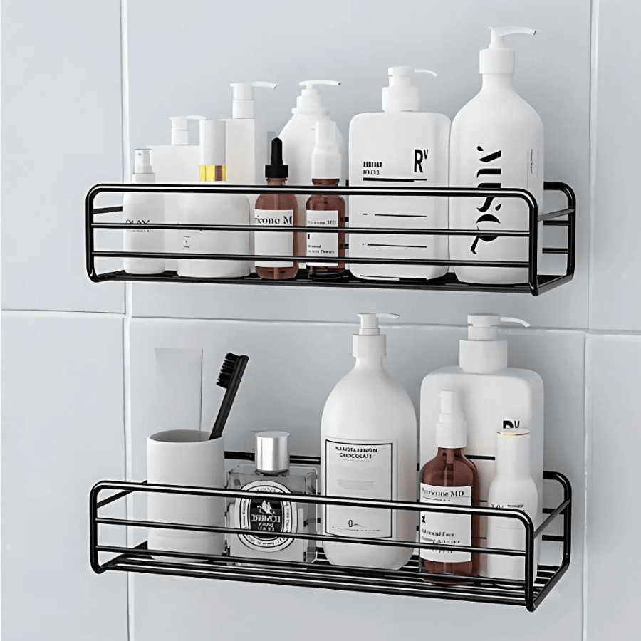 Suporte BOX De Shampoo Sem Furo Alumínio metálico Premium  Prateleiras De Banheiro Top sem furadeira