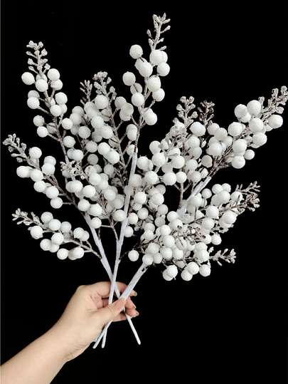 1/2/3件装闪亮亮片浆果花束，43厘米人造花圣诞树装饰，适用于节日、婚礼、派对、家居室内装饰，如桌面、房间、卧室，可用作礼物、花环、花圈DIY装饰、圣诞树和植物装饰