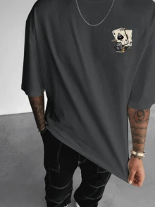 GRDR 男士时尚印花宽松短袖T恤 | 精致设计 | 夏季必备 | 百搭易配 | 展现你的风格 - 深灰色 - 查看 5