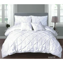 PINTUCK PLEATED DUVET QUILT COVER SET SINGLE DOUBLE SUPER KING SIZE BEDDING Soft Washable Sets - Duck egg - View 8