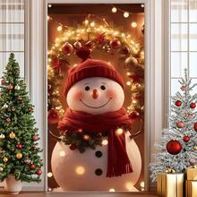 1pc Merry Christmas Entrance Banner Flag, Made Of Polyester Fabric, Suitable For Christmas Decoration, Photo Booth Backdrop, Indoor/Outdoor Door Decor, Wall, Yard, Garden Curtain Decor, Christmas Party, Anniversary