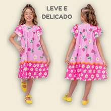 Children's Dress Girl  Themed Enchanted Garden Bees Butterflies Graduation Fashion Blogger Fresh For Party Birthday Everyday Casual Teen Girl's Clothing Wedding Printed Loose Summer Floral - 淺粉色 - 查看 9