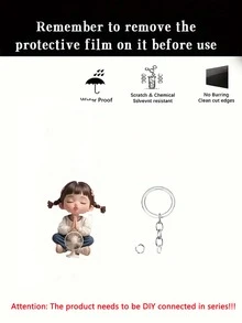 2 Pcs/1pc Cute 2D Acrylic Girl Keychain, New Style, Charming Keychain Accessory, Suitable For Bags And Wallets Car Keychain.Waterproof, Scratch Resistant, Burr Free, Clean Trimming Car Accessories Bag Charm School Cartoon - Multicolor - View 22