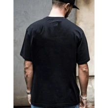 Men's Skull Afterimage Geometric Print Short-Sleeve T-Shirt - 100% Cotton 180g Lightweight Summer Tee With Vibrant Purple & Blue Design, Casual Round Neck Top For Outdoor Activities, Casual Attire - 黑色 - 查看 2