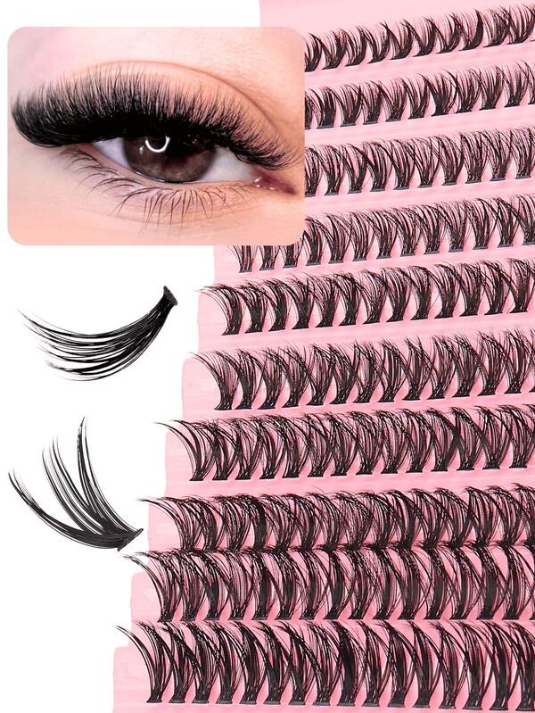 "200PCS Individual Cluster Lashes Medium Volume Curl C 10-16mm Mixed Length Lash Set, Beginners DIY Individual Eyelash Extension Kit 40D Cat Eye&Ultra Thin&Soft & Comfortable, Reusable Lash Clusters Perfect For Wedding&Dating&Stage&Party, -For Halloween&Gifts&Xmas&Spring Day, Eyelashes Essential"