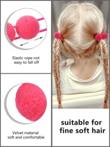 20 个 1.4 英寸小号纯色双层毛球 带弹力绳 手工制作发带 适合儿童女孩发饰