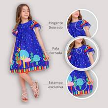 Children's Dress Girl  Themed Enchanted Garden Bees Butterflies Graduation Fashion Blogger Fresh For Party Birthday Everyday Casual Teen Girl's Clothing Wedding Printed Loose Summer Floral - 寶藍色 - 查看 7