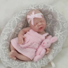 7 Inch Reborn Baby Doll , Silicone Doll Girl , Mini Realistic Newborn Baby Dolls Silicone Full Body With Feeding Accessories - Pink - View 1
