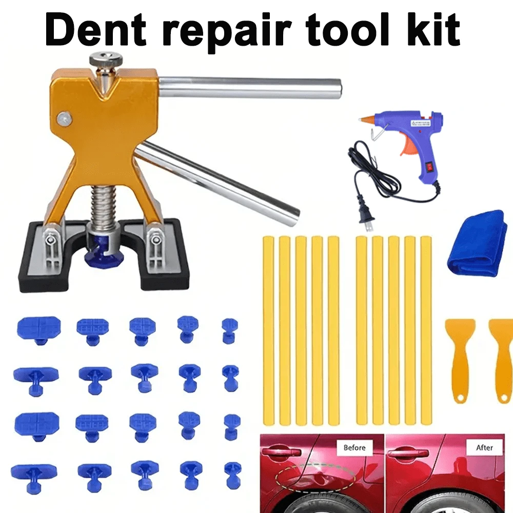35pcs Dent Puller Kit, Adjustable Golden Dent Remover Tools, Paintless Dent Repair Kit Dent Lifter Puller For Car Large & Small Ding Hail Dent Removal - 美規A型插(110-127V) - 查看 1