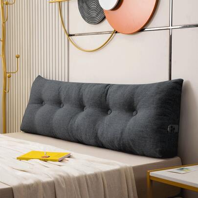 Gros Coussin de tête de lit Avec Housse Lavable, Coussin Lombaire pour lit, Coussin de Lecture pour lit et canapé, Coussin de Dossierr Gris, Coussin Triangulaire, 160cm / 180cm / 200cm