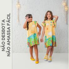 Vestido Infantil Menina Temático Safári Jardim Encantado Abelhinhas Borboletas Formatura Moda Blogueirinha Fresquinho para Festa Aniversário Dia a Dia Casual Roupa de Menina Juvenil Casamento Estampado Soltinho Verão Floral - Amarelo - Visão 5