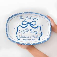 صينية زفاف، هدية زفاف مخصصة للعروسين الجدد، هدية خطوبة، هدايا حفل استحمام العروس، تذكار للعروس والعريس، ديكور الزفاف - متعدد الألوان - مشاهدة 9