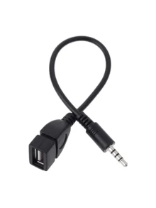 Aux音頻轉usb,usb轉3.5mm轉接器,汽車音頻傳輸線otg,汽車3.5mm耳機插孔轉接器 - 黑色 - 查看 8