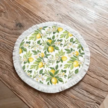 1pc Lemon Pattern Printed Placemat, Linen Tassel Dining Mat, Washable Table Pad, Home Decor, Placemats, Coasters, Kitchen Dining Table Mats, Indoor Outdoor Party Decoration, Home Decor, Ideal Gift - Multicolor - View 36