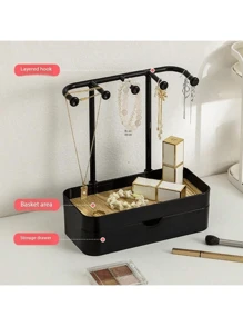 Jewelry Organizer Stand, Necklaces Holder With Wooden Tray, Necklace Display Stand Jewelry Storage Hooks For Necklace, Bracelets, Earrings, Ring, Keys, Watches Sun Travel Cool Back To School