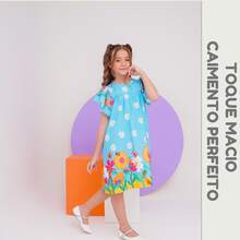 Children's Dress Girl  Themed Enchanted Garden Bees Butterflies Graduation Fashion Blogger Fresh For Party Birthday Everyday Casual Teen Girl's Clothing Wedding Printed Loose Summer Floral - 淺藍色 - 查看 5