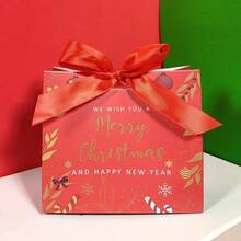 10 pièces/paquet Nouveaux sacs cadeaux de Noël joyeux avec fenêtre en PVC, style INS boîtes à biscuits et bonbons en feuille d'or - Multicolore - Voir 15