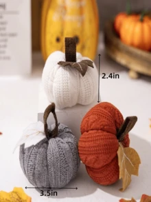1pc/3pcs-Home Decorative Knitted Small Pumpkin, Mini Knit Pumpkins For Fall Decorations For Home Table Fireplace Kitchen Farmhouse Harvest Thanksgiving Decor Home Decor Halloween Decor Room Decor Handmade Knit Maple Leaf Pumpkins, For Thanksgiving And Harvest Festival, Can Be Used As Hanging Decoration Or Banner, Table Setting For Autumn Entertaining, Fall Wedding Centerpiece, Decorative Pumpkins, For Decorating Halloween,Christmas
