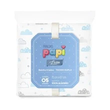 Papi Luxury Double Fabric Diaper 5 Units - 100% Cotton - With Hem - Boy - View 1