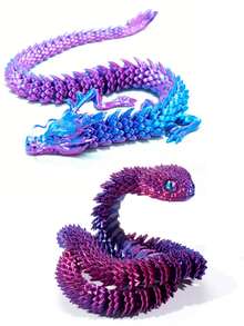 Estatua de pitón impresa en 3D de 30 cm con articulaciones flexibles - Artesanía y decoración, regalo perfecto para el hogar y la oficina [Color de ojos aleatorio]