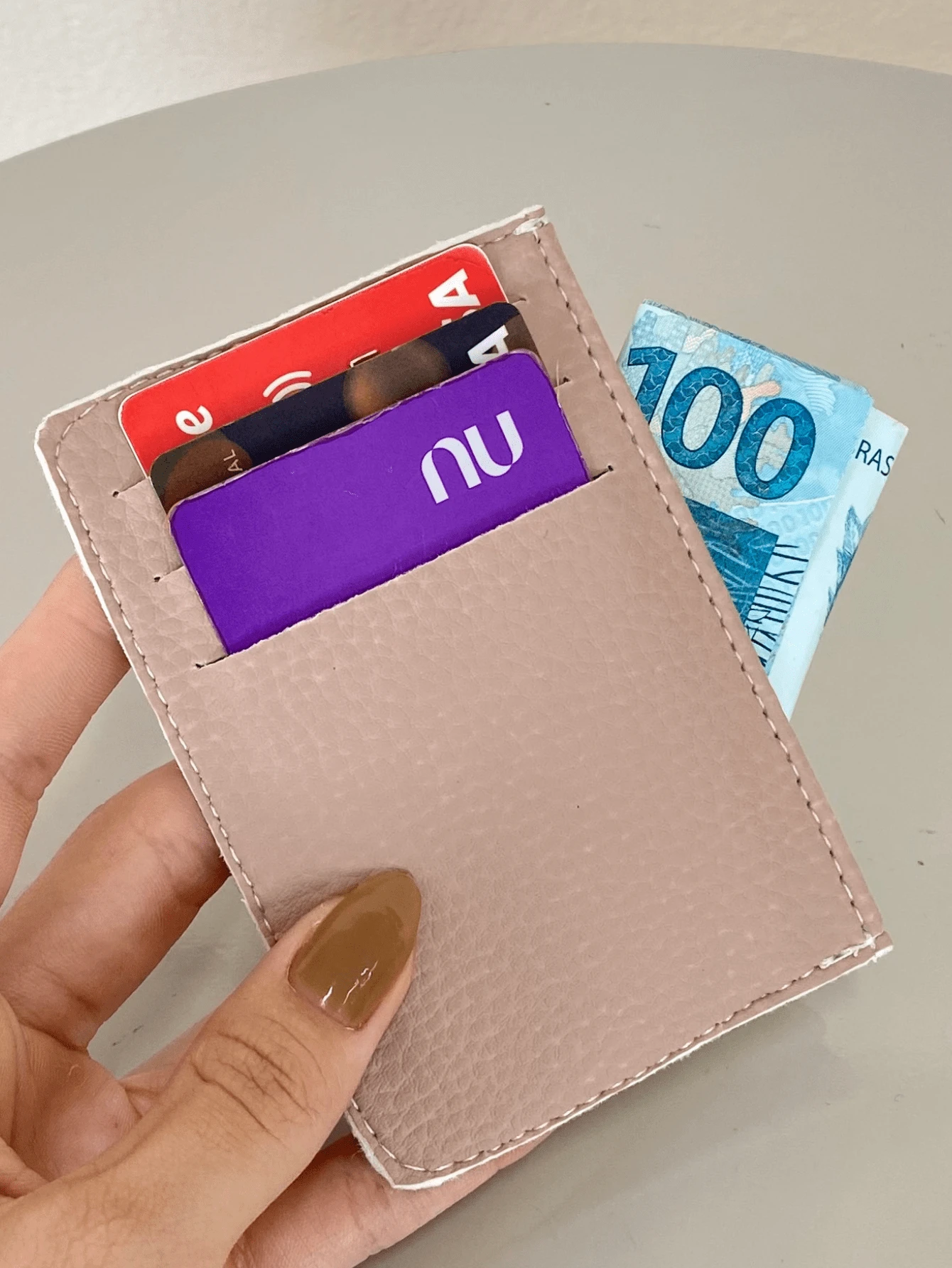 Small Slim Card Holder Wallet For CNH RG Documents And Money Unisex - 裸色 - 查看 1