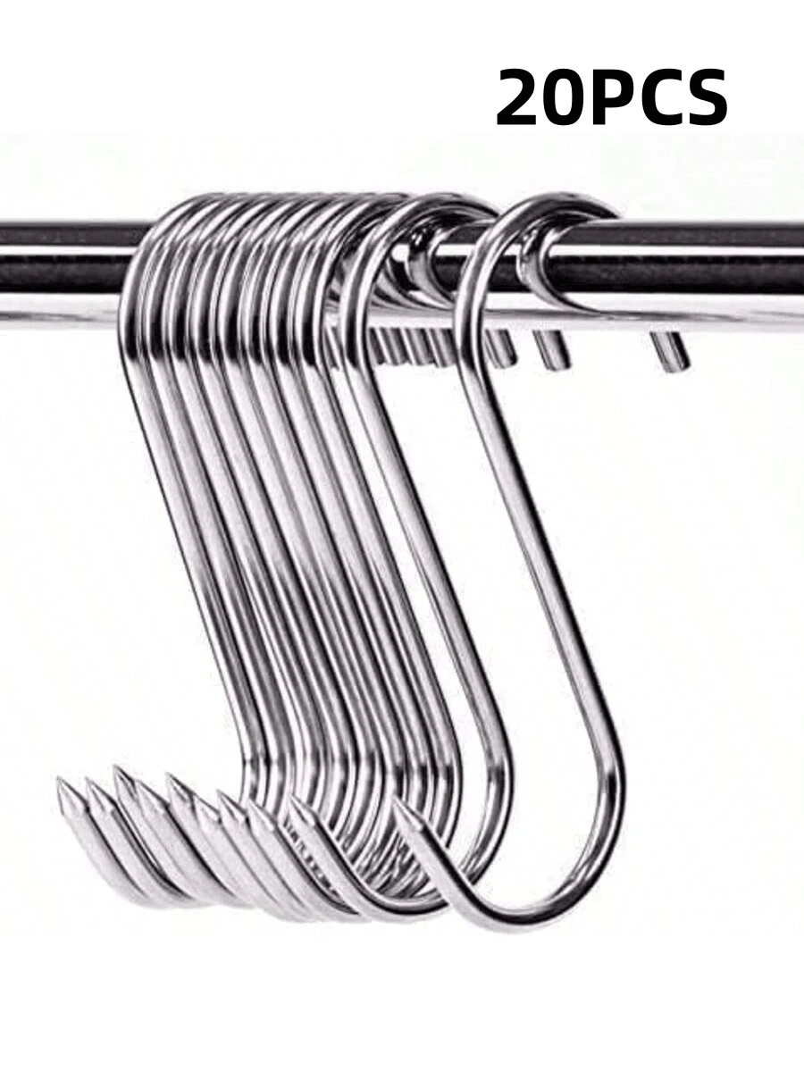 20pcs/10pcs Stainless Steel 304 Small/Medium/Large Smoked Meat Hooks, Suitable For Smoking, Hunting, Processing, Widely Used - Multicolor - View 1