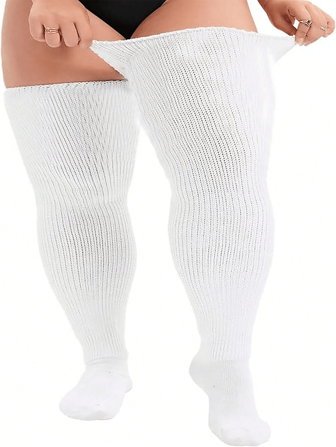 Plus Size Thigh High Socks For Thick Thighs , Extra Wide & Long Thick Knit Stockings, Cozy Socks
