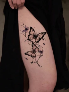 قطعة واحدة وشم مؤقت أنيق وعصري، وشم زوجي ملون مزيف، قابل للاستخدام مرة واحدة بتصميم فراشة، مقاوم للماء وغير عاكس للضوء، سهل التطبيق والإزالة، واقعي جدًا لأذرع وأقدام وساقي النساء، اكسسوارات لحفلات الموسيقى