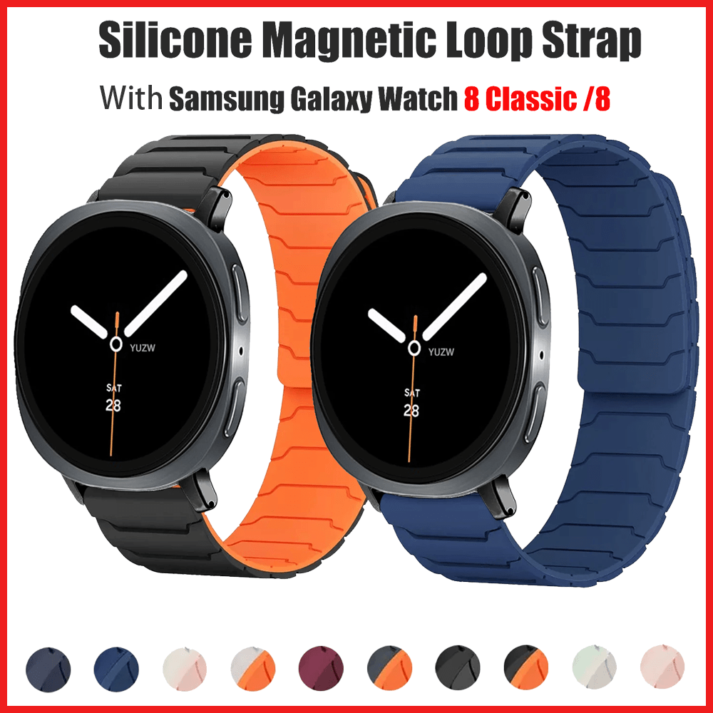 Bracelet en silicone magnétique compatible avec Samsung Galaxy Watch 8/8 Classic Bande 40mm/44mm/46 mm Hommes/Femmes, Bracelet en caoutchouc premium doux compatible avec Galaxy Watch8/8 Classic Accessoires de montre connectée, Fournitures scolaires pour étudiants Fournitures de rentrée scolaire