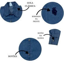 Men's Long Jeans Shirt For Children And Youth - Màu xanh bụi bặm - Xem 3