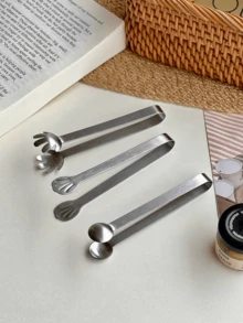 Pinza para aperitivos, pinza de acero inoxidable con forma de palma linda para chips/cubitos de hielo/cubos de azúcar/frutas, mantiene las manos limpias - Multicolor - Ver 12