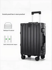 一個黑色20寸帶鋁製框架手提行李箱,ABC 硬殼行李箱，帶萬向輪和 TSA 鎖,, 帶鋁製框架手提行李箱,ABC 硬殼行李箱，帶萬向輪和 TSA 鎖,, 帶鋁製框架手提行李箱,ABC 硬殼行李箱，帶萬向輪和 TSA 鎖,, 帶鋁製框架手提行李箱,ABC 硬殼行李箱，帶萬向輪和 TSA 鎖,, 帶鋁製框架手提行李箱,ABC 硬殼後備箱，旅行必需品，短期旅行，公差出行，甜蜜旅行，日常通勤，返學回校-大容量時尚結實耐磨靜音箱 - 黑色 - 查看 3