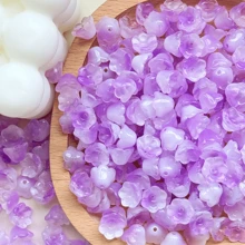 100pcs 12x7.5mm Gradient Color Semi-Transparent Glass Lily Of The Valley Beads, Including Yellow,Green, Pink And Purple - Ideal For DIY Jewelry, Hair Clips And Home Decor Crafts