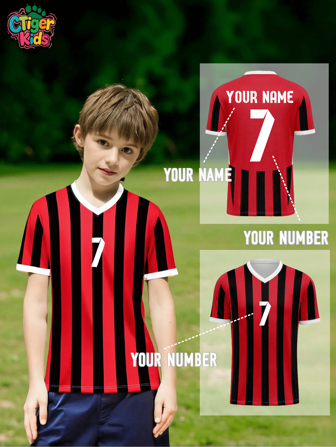 Gepersonaliseerd voetbalshirt voor kinderen - Aangepaste Milan AC Modric-fansstijl Naamnummer Ademend Sneldrogend - Trainingsshirt voor voetbalvolleybal (lente/zomer) - Cadeau-idee