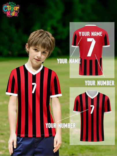 Personalisiertes Kinder Fußballtrikot - Individuell Milan AC Modric Fans Stil Name Nummer Atmungsaktiv Schnelltrocknend - Trainingsshirt für Fußball Volleyball (Frühling/Sommer) - Geschenkidee, Halloween, Thanksgiving, Weihnachten und Neujahr