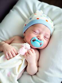 3/6件装 可爱卡通熊耳新生儿帽子 柔软男女宝宝帽子 针织帽 纯色婴儿帽 新生儿摄影帽 0-3个月 - 彩色 - 查看 5