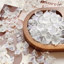 100pcs 12x7.5mm Gradient Color Semi-Transparent Glass Lily Of The Valley Beads, Including Yellow,Green, Pink And Purple - Ideal For DIY Jewelry, Hair Clips And Home Decor Crafts