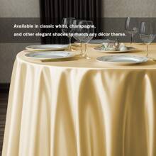 Round Table Cover 228cm/275cm Wedding Banquet Decorative Tablecloth, For Outdoor And Indoor Decoration, Fabric Weight 100g Satin Tablecloth, Party, Hotel, Wedding Decoration, Dining Tablecloth