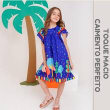 Children's Dress Girl  Themed Enchanted Garden Bees Butterflies Graduation Fashion Blogger Fresh For Party Birthday Everyday Casual Teen Girl's Clothing Wedding Printed Loose Summer Floral - 寶藍色 - 查看 5