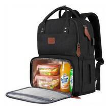 MATEIN Laptop Lunch Backpack, 15.6 Inch Work & Travel Rucksack With Laptop Compartment, Insulated Cooler Bag For Picnic Camping Office Business School, Water‑Resistant Daypack For Men Women, Commuter College Uni Backpack, Back To School Work Bag, Black