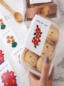 200 piezas/Rollo Etiquetas adhesivas "Aquí para ti", etiquetas decorativas para sellar envoltorios de regalos y comida, etiquetas adhesivas para sellar cajas de avión - Multicolor - Ver 8