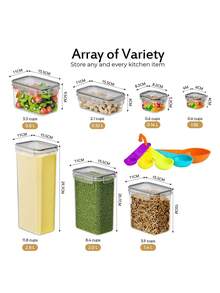 HALMAN 42 recipientes herméticos para almacenamiento de alimentos con tapas para organización de despensa de cocina, recipientes para transportar, almacenar y organizar alimentos, aptos para microondas, lavavajillas y nevera - Transparente - Ver 5