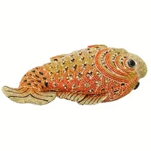 Women Mini Fish Clutch Luxury Rhinestones Purse Sparkling Banquet Handbag Wedding Party Clutch Bag - 粉紅色藍色 - 查看 4