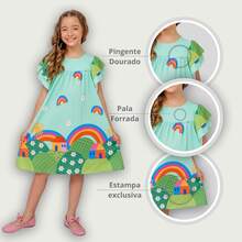 Children's Dress Girl  Themed Enchanted Garden Bees Butterflies Graduation Fashion Blogger Fresh For Party Birthday Everyday Casual Teen Girl's Clothing Wedding Printed Loose Summer Floral - 綠色 - 查看 7