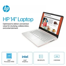 HP 14" HD Business Laptop,  Processor N150, 4GB RAM, 128GB UFS,  Graphics, Wi-Fi 6, Windows 11 Home, Pale Rose Gold - 淡玫瑰金 - 查看 6