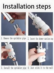 1pc Random Color Universal Caterpillar Shower Caddy With Suction Cup, Movable Seat, Tool-Free Installation And Adjustable Shower Head Holder For Bathroom Accessories, Bathroom Suction Cup Kettle Portable Shower Head Holder, Bathroom Bathing Tool Bathroom Organizer Storage Back To School Bathroom Accessories Bathroom Tools - Multicolor - View 4