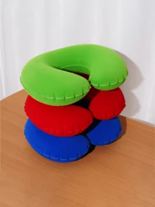 1pc Travel Pillow Neck Pillow Airplane Pillow Travel Car Home Office Travel Neck Flight Pillow Snap Button With Soft Cover, U Shaped Neck Pillow Portable Student Adult Pillow Pad, Supports Neck And Protects Cervical Vertebrae While Studying Or Riding In Car, Office Or Other Travel - Multicolor - View 3