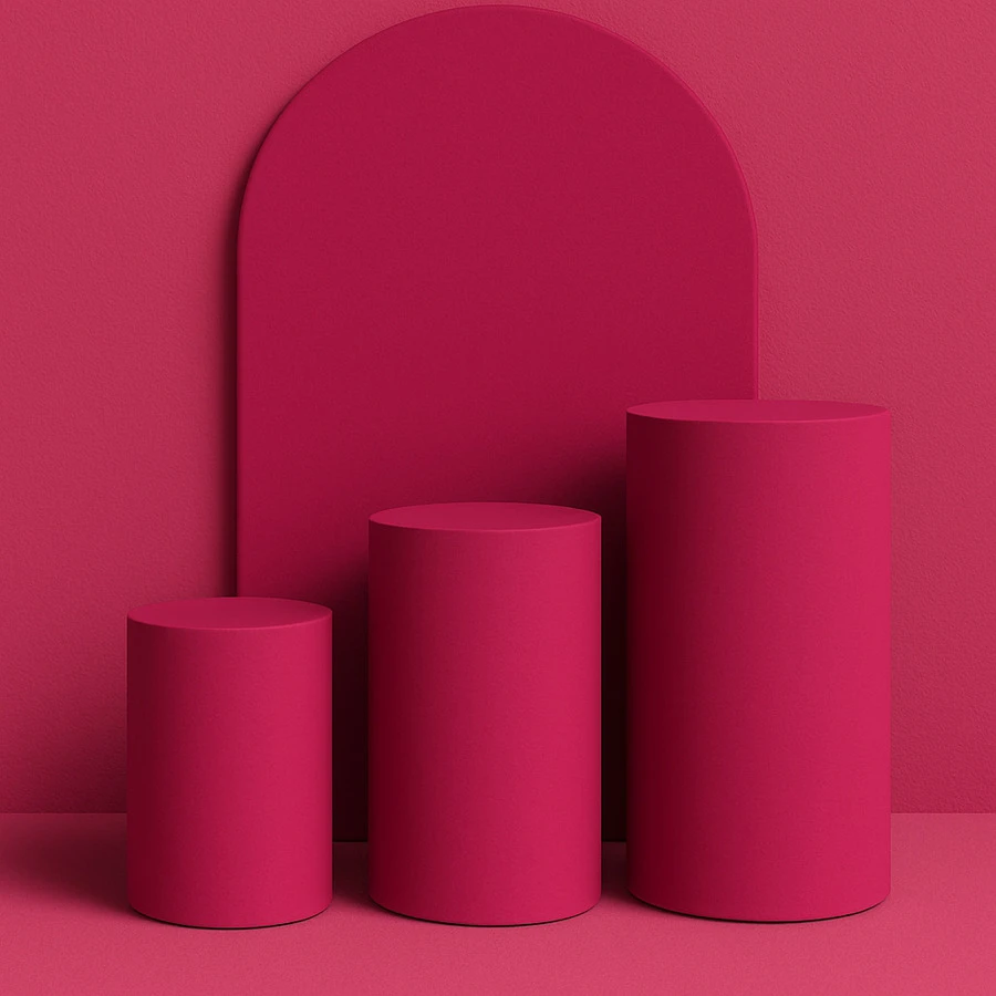 Set Of 4 Double-Sided Roman Panel Pieces And Cylinders - Rosa Fucsia - Ver 1