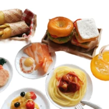 NEW Cute 1/6 Scale Dollhouse Miniature Breakfast Mini Bread Waffle Bacon Bagel Clay Food  For Doll House Mini Kitchen Clay Food Accessories For Blyth Barbies Ob24 Ob11 Birthday Present/Christmas Present - Multicolor - View 6